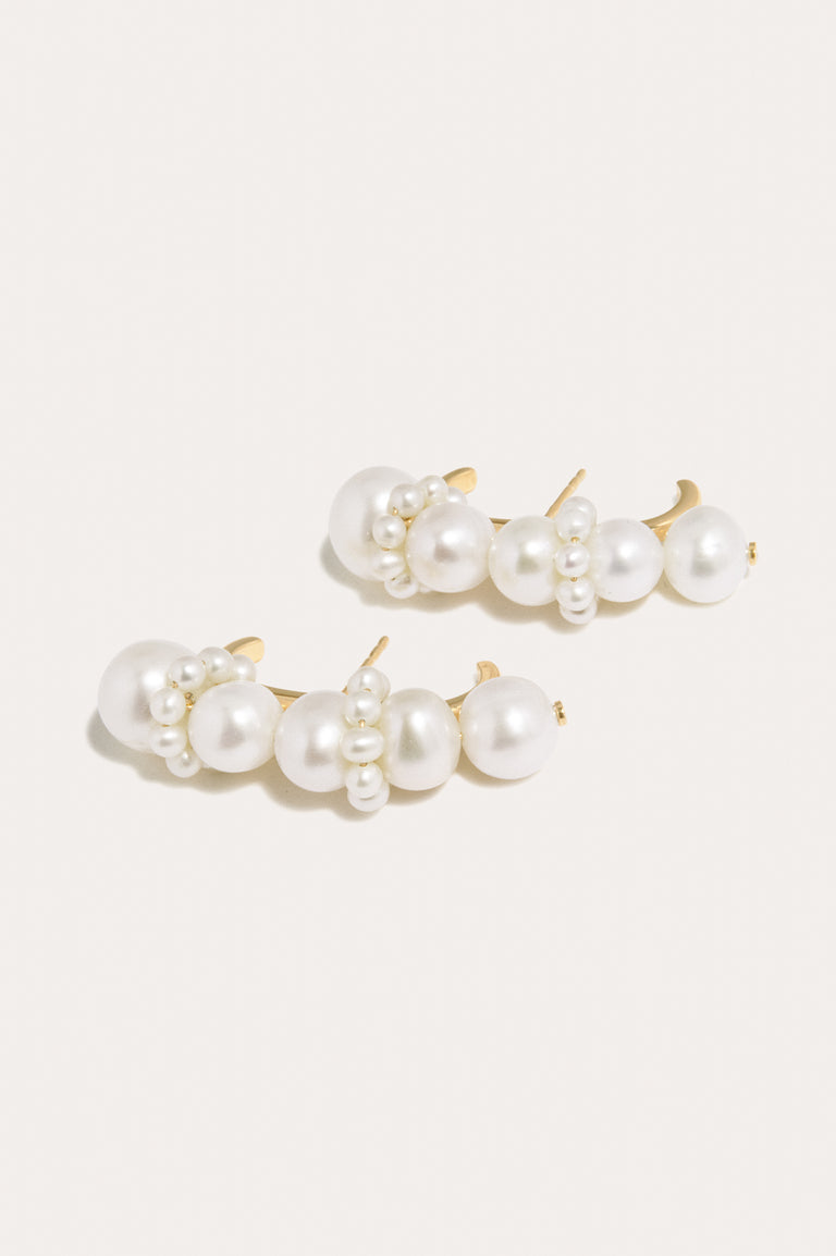 P251 - Grimpants d'oreilles Perle et Vermeil en Or Recyclé