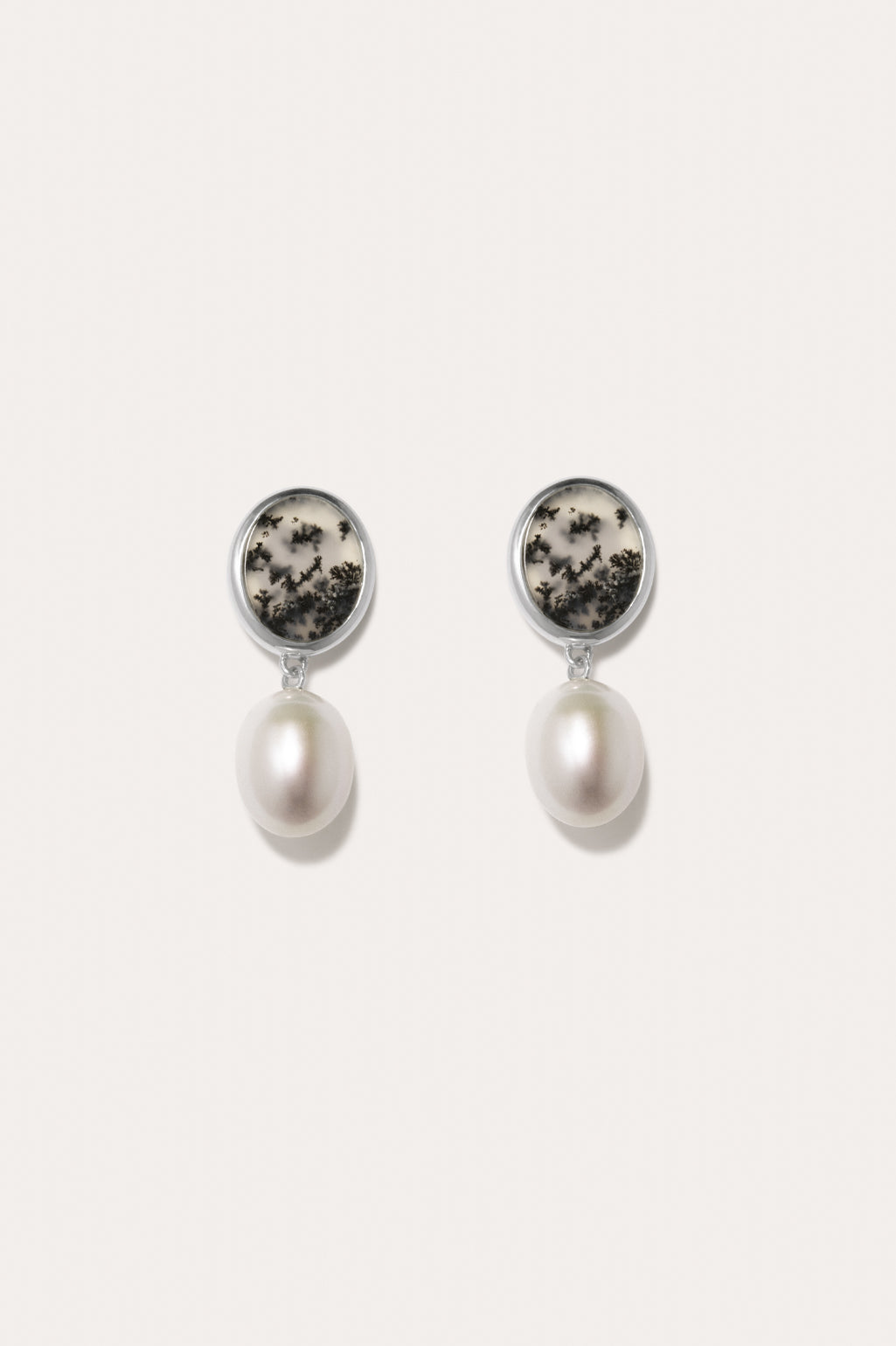 Heath Pearl Dendritic Agate Recycled Earrings