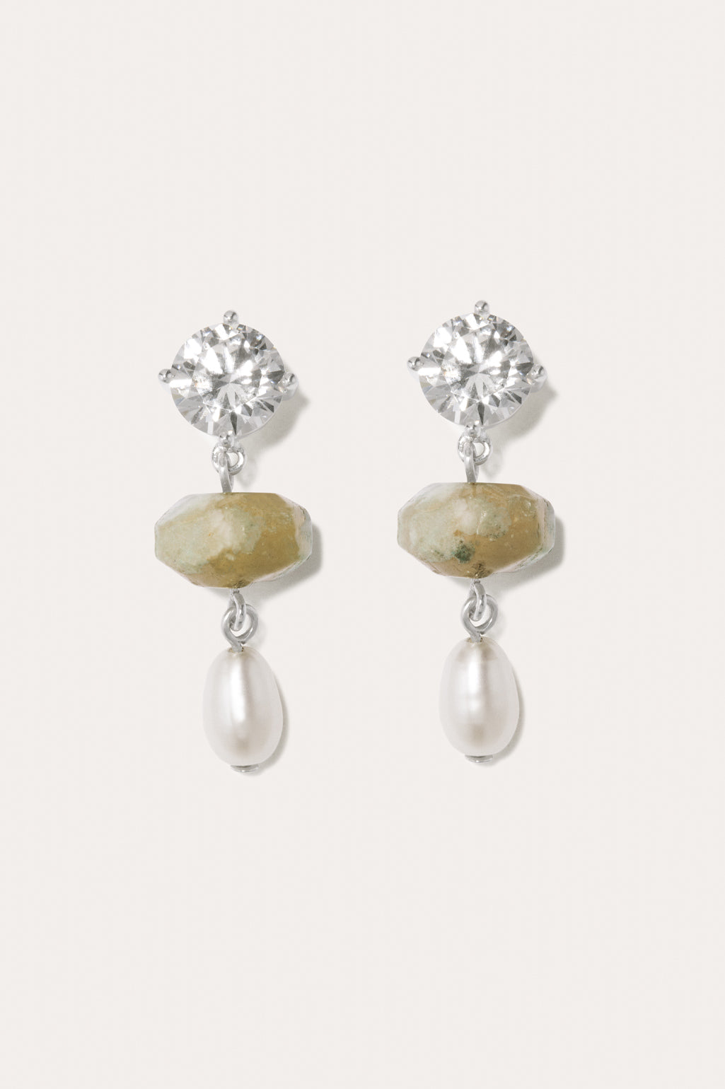 Orchard Pearl Zirconia Cherry Blossom Agate Recycled Silver Earrings