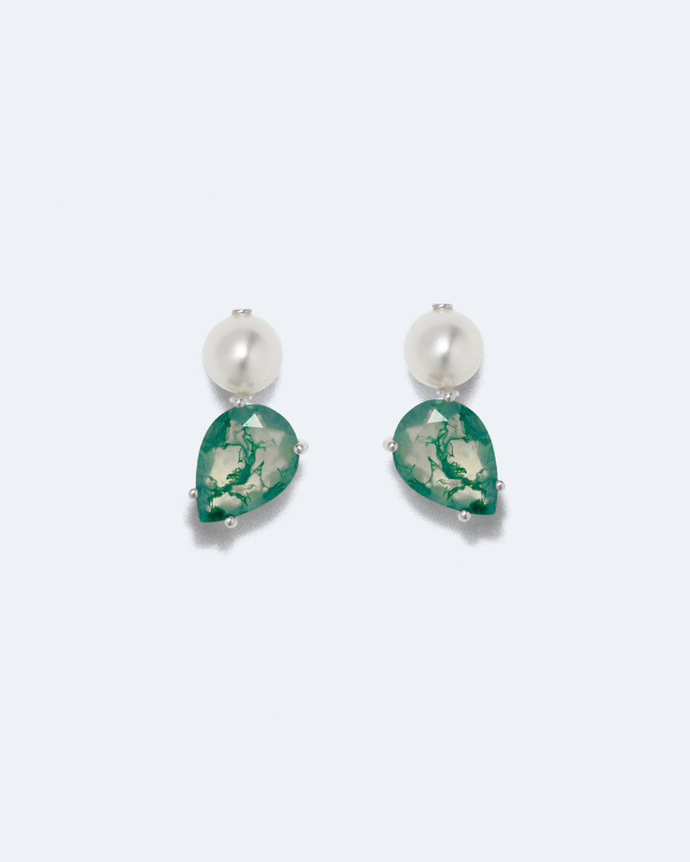 H93 - Boucles d'oreilles en résine verte et argent recyclé
