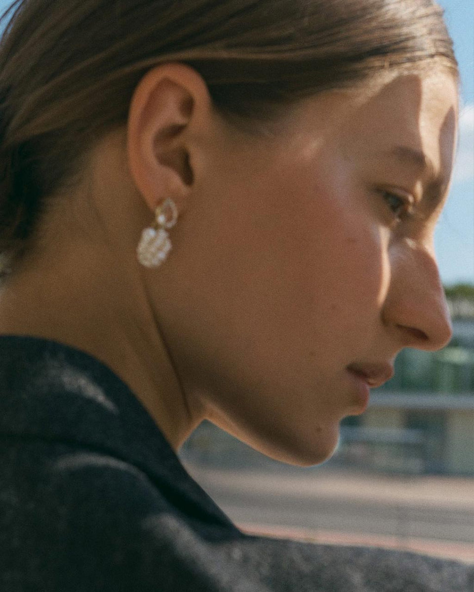 Dark Paradise - Pearl and Zirconia Gold Vermeil Earrings