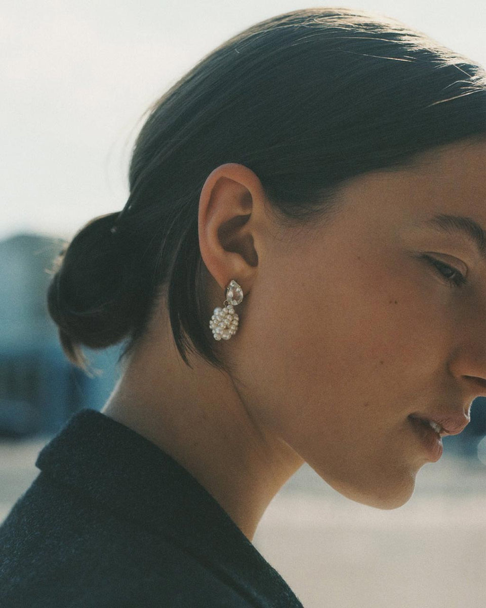Dark Paradise - Pearl and Zirconia Gold Vermeil Earrings