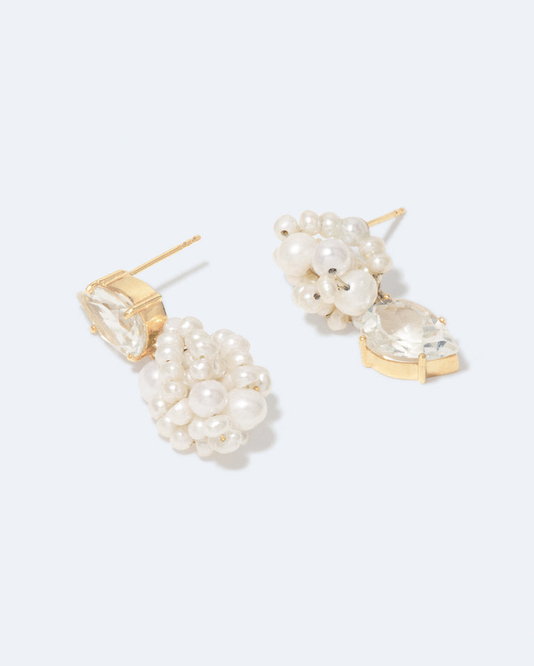 Dark Paradise - Pearl and Zirconia Gold Vermeil Earrings