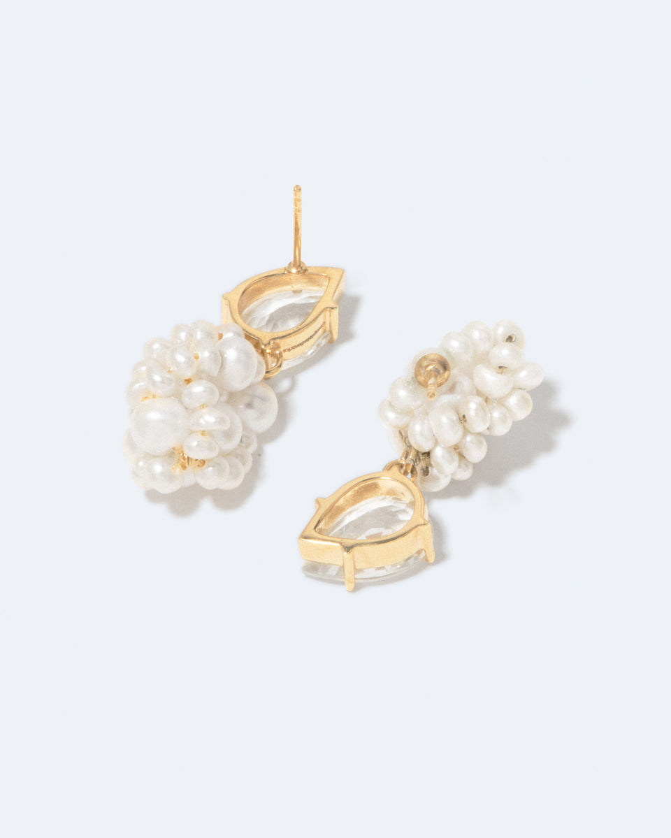 Dark Paradise - Pearl and Zirconia Gold Vermeil Earrings