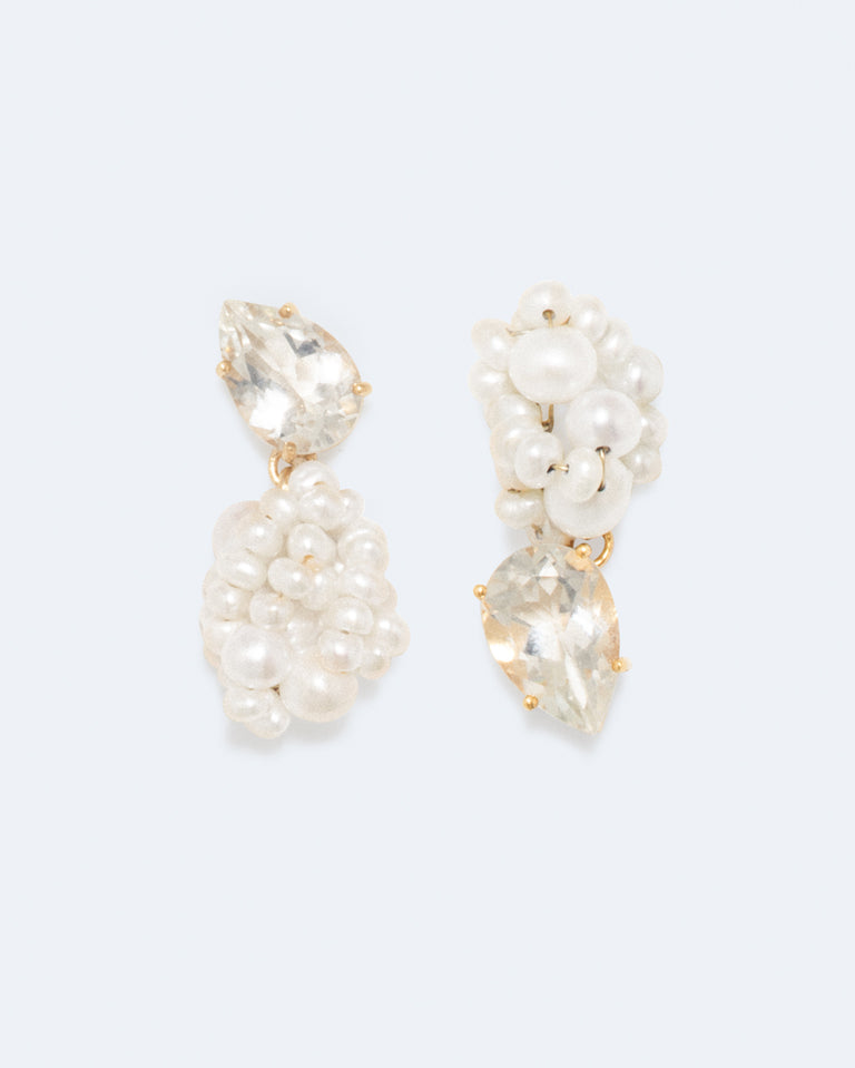 Dark Paradise - Pearl and Zirconia Gold Vermeil Earrings