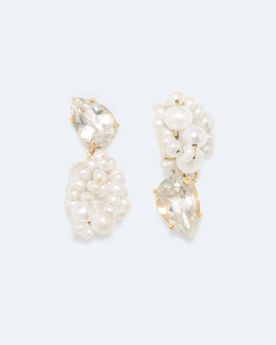 Dark Paradise - Pearl and Zirconia Gold Vermeil Earrings