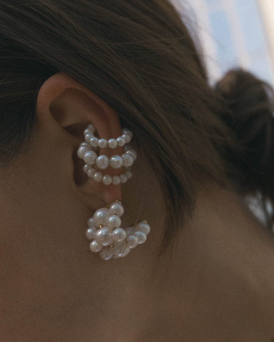 Emergence - Manchette d'oreille en vermeil perle et or