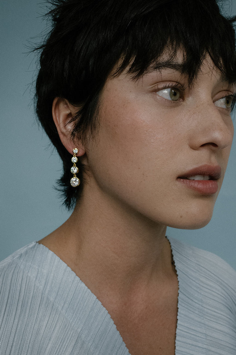 La Lumière du Passé II - Boucles d'oreilles en Vermeil d'Or Recyclé avec Perle et Zircone