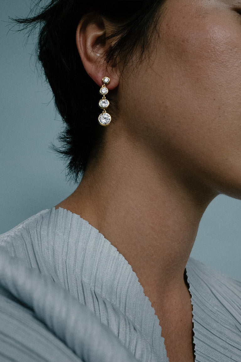 La Lumière du Passé II - Boucles d'oreilles en Vermeil d'Or Recyclé avec Perle et Zircone