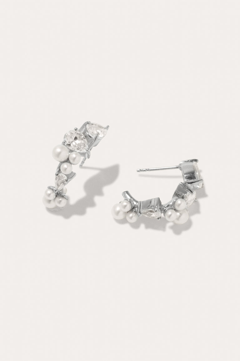 À la Poursuite des Ombres - Boucles d'oreilles en argent recyclé, perles et zircone