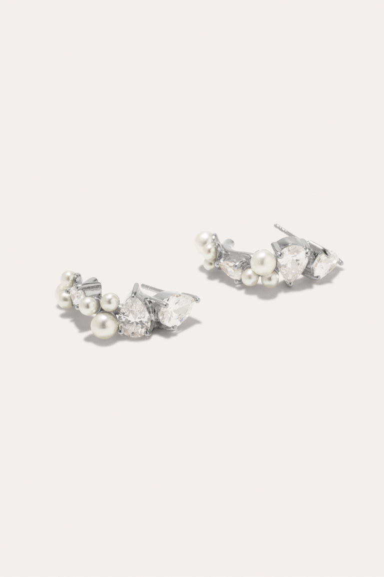 À la Poursuite des Ombres - Boucles d'oreilles en argent recyclé, perles et zircone