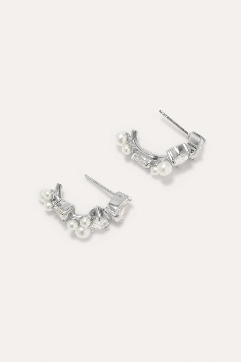 À la Poursuite des Ombres - Boucles d'oreilles en argent recyclé, perles et zircone