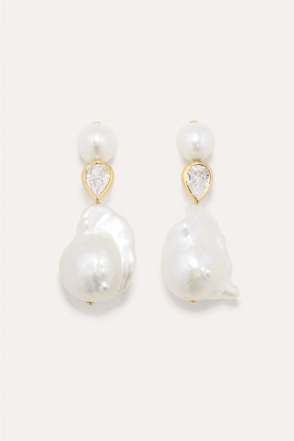 Pulp - Pearl and Zirconia Recycled Gold Vermeil Earrings