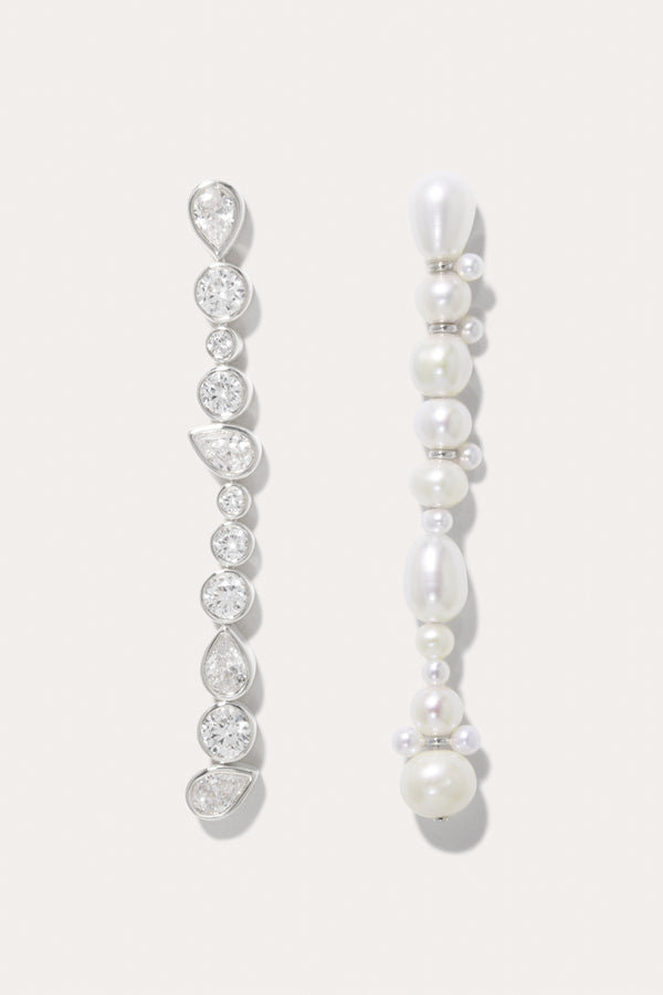 Glitch - Boucles d'oreilles en argent recyclé avec perle et zircone