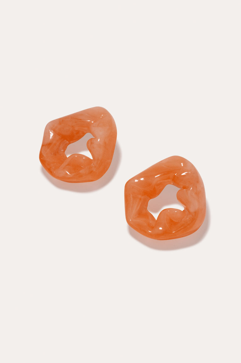 Scrunch - Orange Bio Resin and Gold Vermeil Earrings