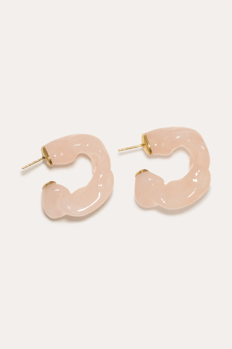 Froufrou - Boucles d'oreilles en résine biologique quartz rose et vermeil d'or recyclé