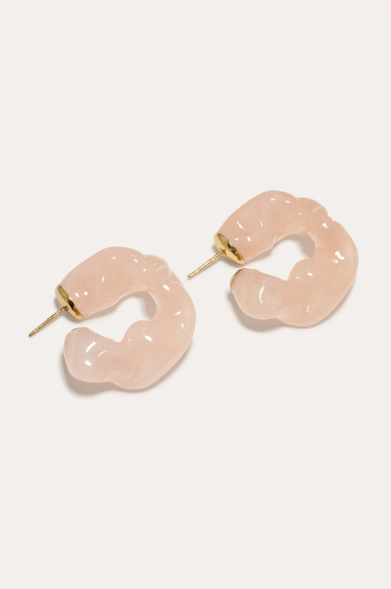 Froufrou - Boucles d'oreilles en résine biologique quartz rose et vermeil d'or recyclé