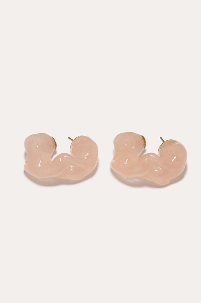 Froufrou - Boucles d'oreilles en résine biologique quartz rose et vermeil d'or recyclé