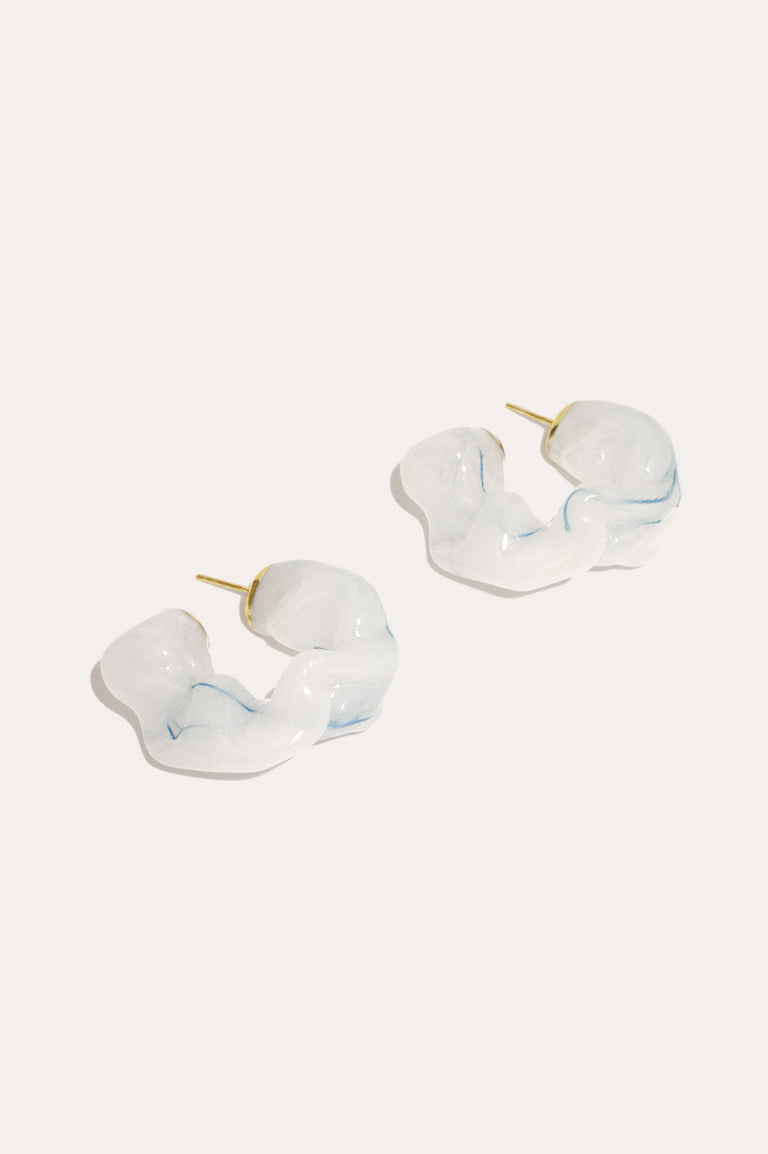 Ruffle - Thread in Pearlescent White Bio Resin and Recycled Gold Vermeil Earrings