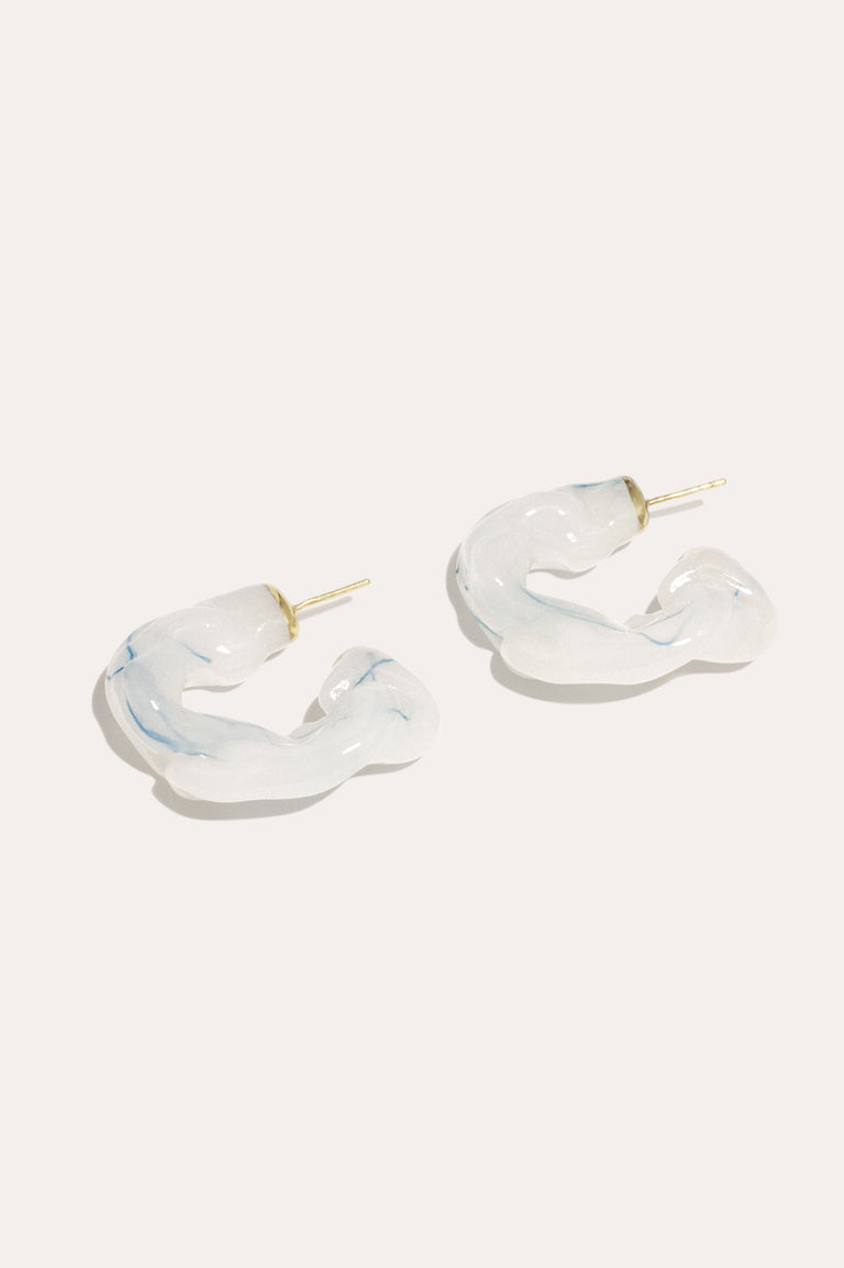 Ruffle - Thread in Pearlescent White Bio Resin and Recycled Gold Vermeil Earrings