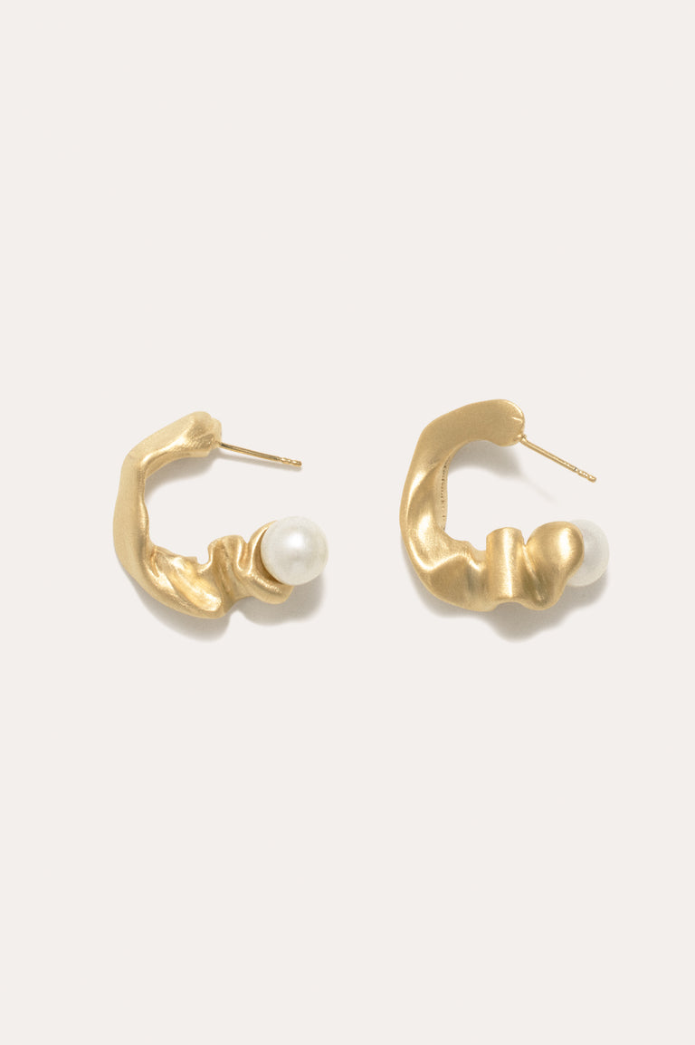Crumple II - Pearl and Gold Vermeil Earrings