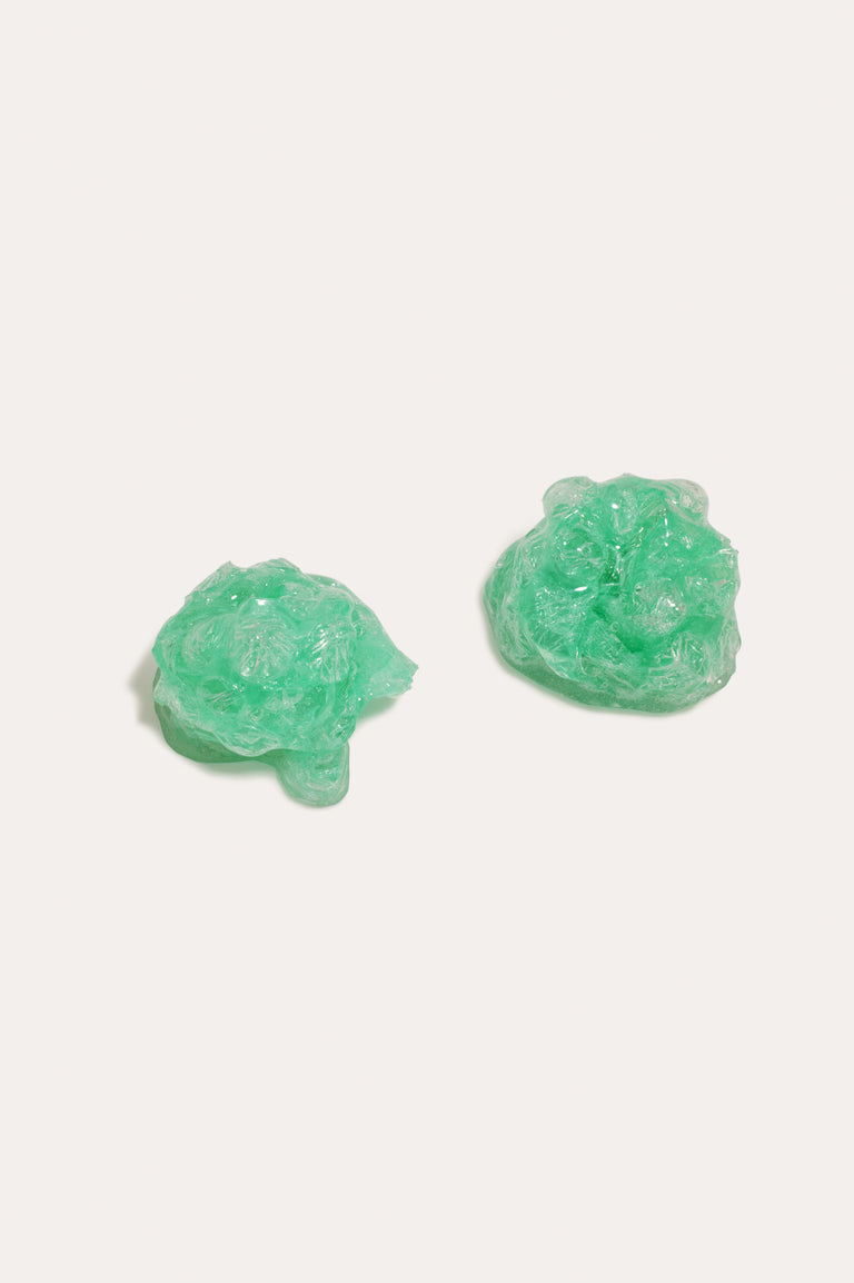 Padding - Green Bio Resin Bubble Wrap and Gold Vermeil Earrings