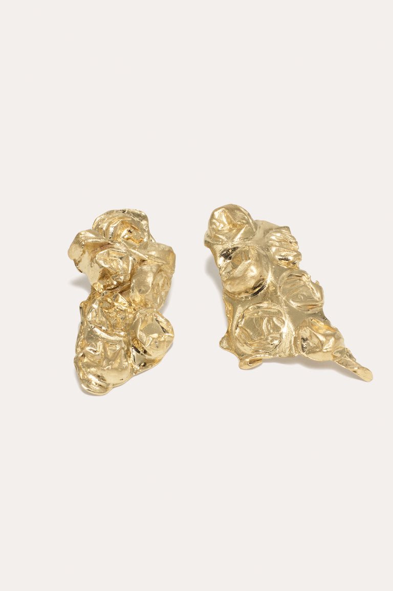 The Bit of Bubble Wrap That Got Stuck in the Vacuum - Recycled Gold Vermeil Earrings