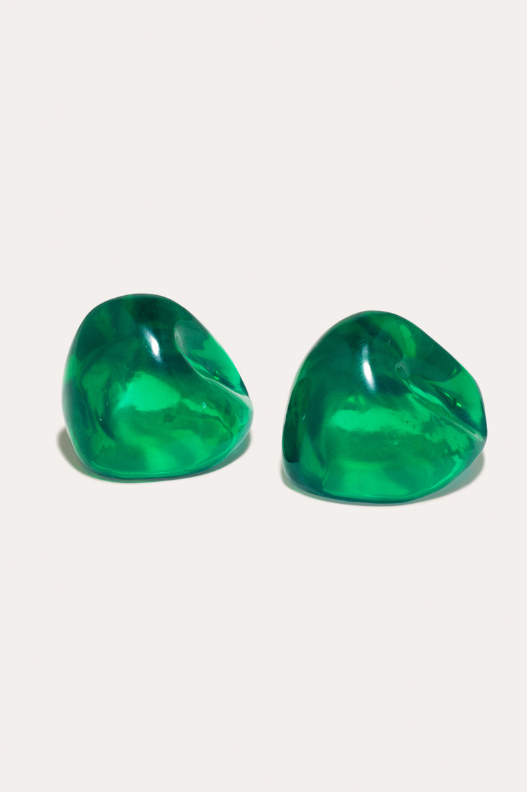 Randomised Organic Shape - Green Bio Resin and Gold Vermeil Earrings