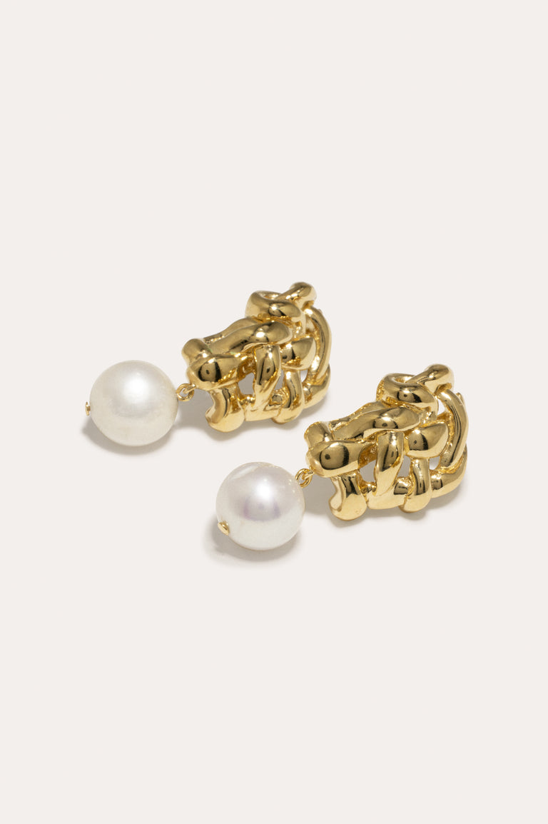 The Paths of Memory - Pearl and Recycled Gold Vermeil Earrings