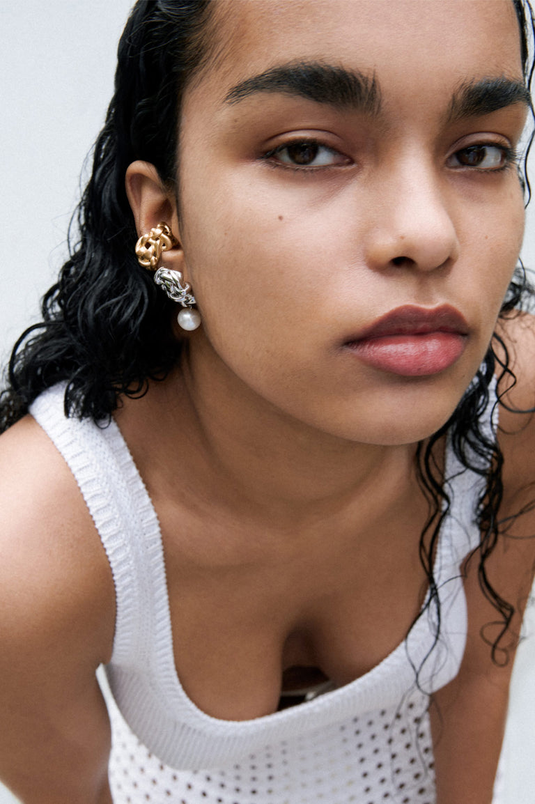 The Paths of Memory - Pearl and Recycled Gold Vermeil Earrings