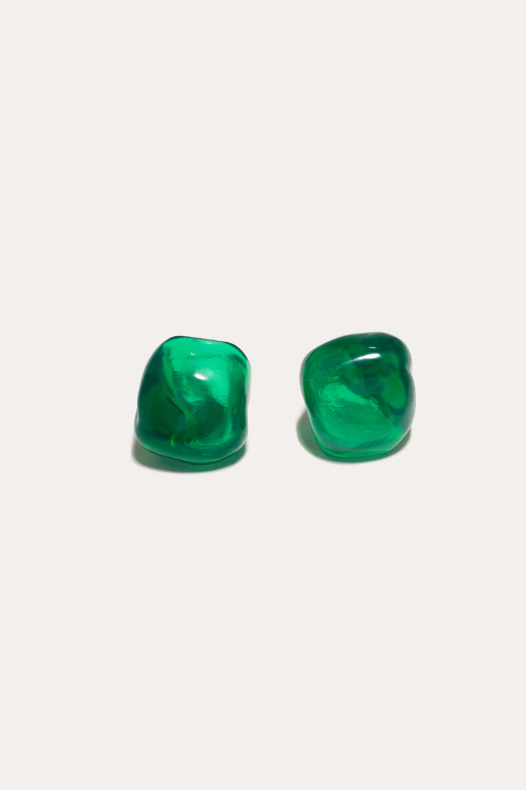 "Notsobig" Randomised Organic Shape - Green Bio Resin and Gold Vermeil Earrings