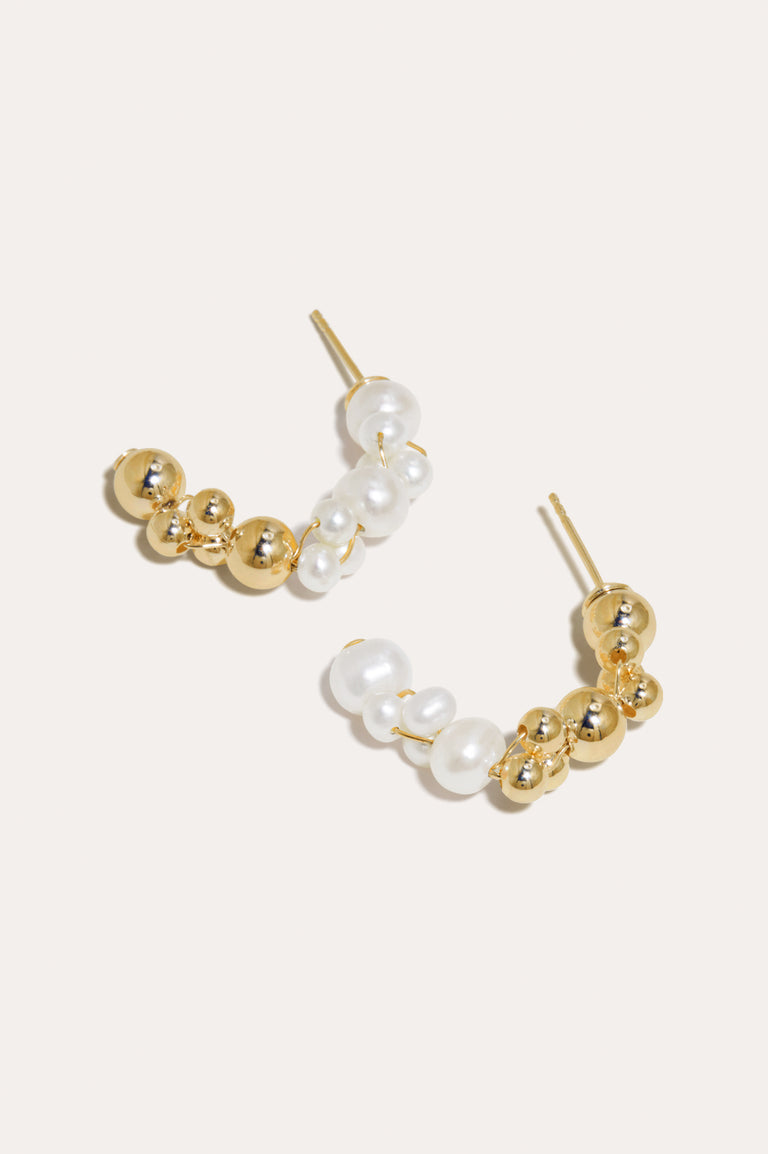 Every Cloud Has A Silver Lining - Pearl and Gold Vermeil Earrings