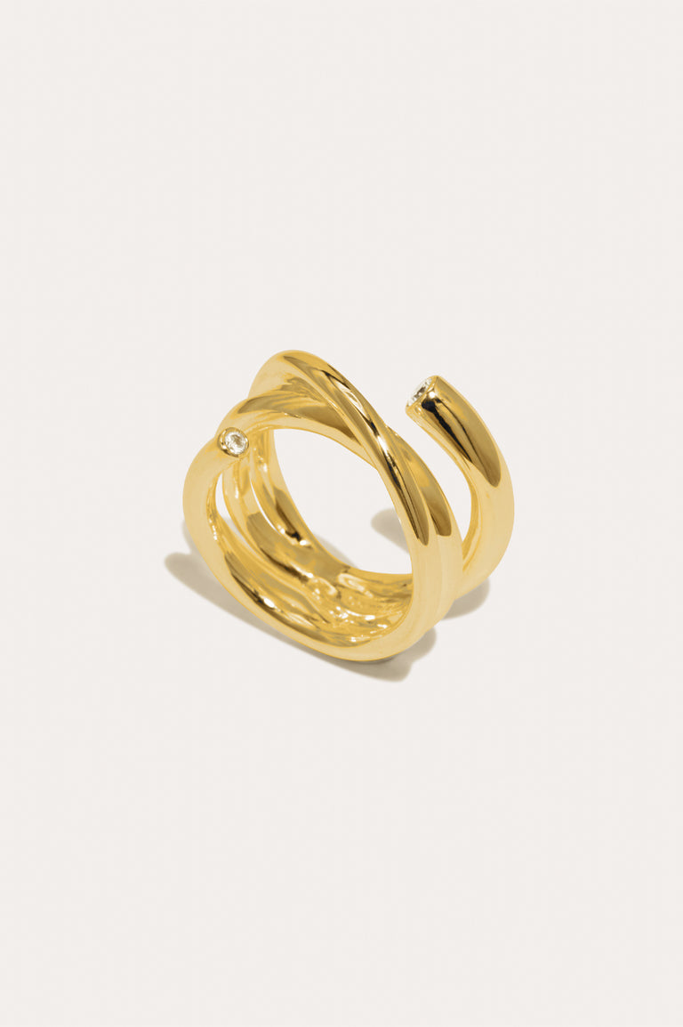 R2198 - Zirconia and Recycled Gold Vermeil Ring