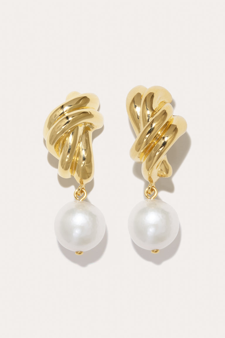 R2199 - Pearl and Recycled Gold Vermeil Earrings