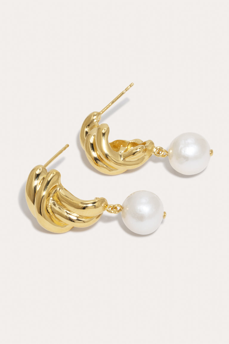 R2199 - Pearl and Recycled Gold Vermeil Earrings