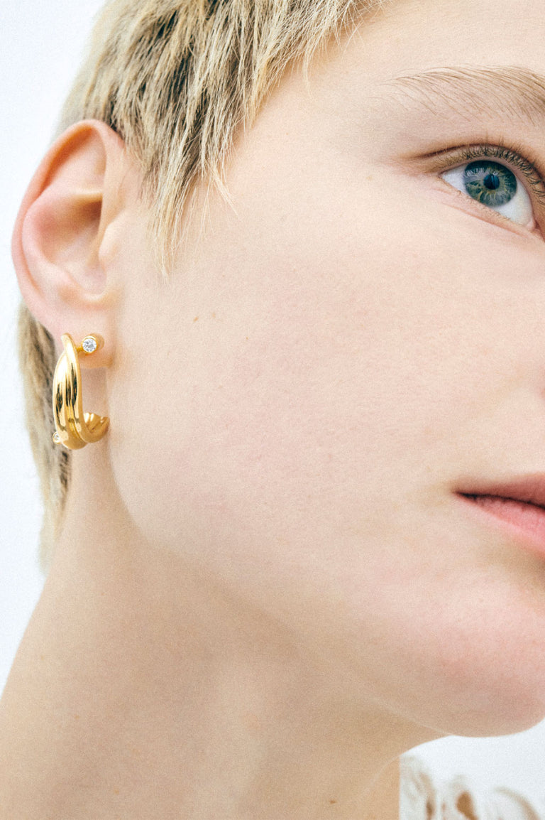 R2201 - Boucles d'oreilles en oxyde de zirconium et argent recyclé