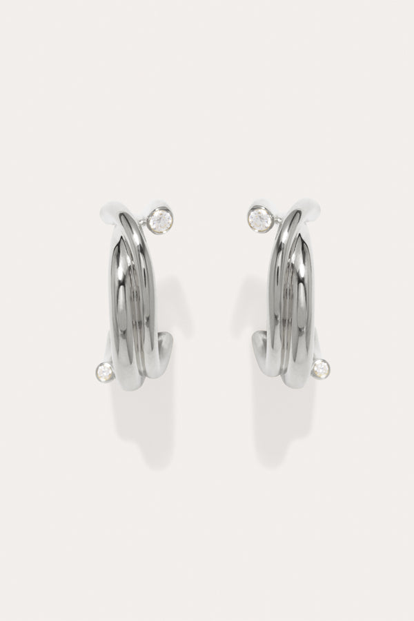 R2201 - Boucles d'oreilles en oxyde de zirconium et argent recyclé