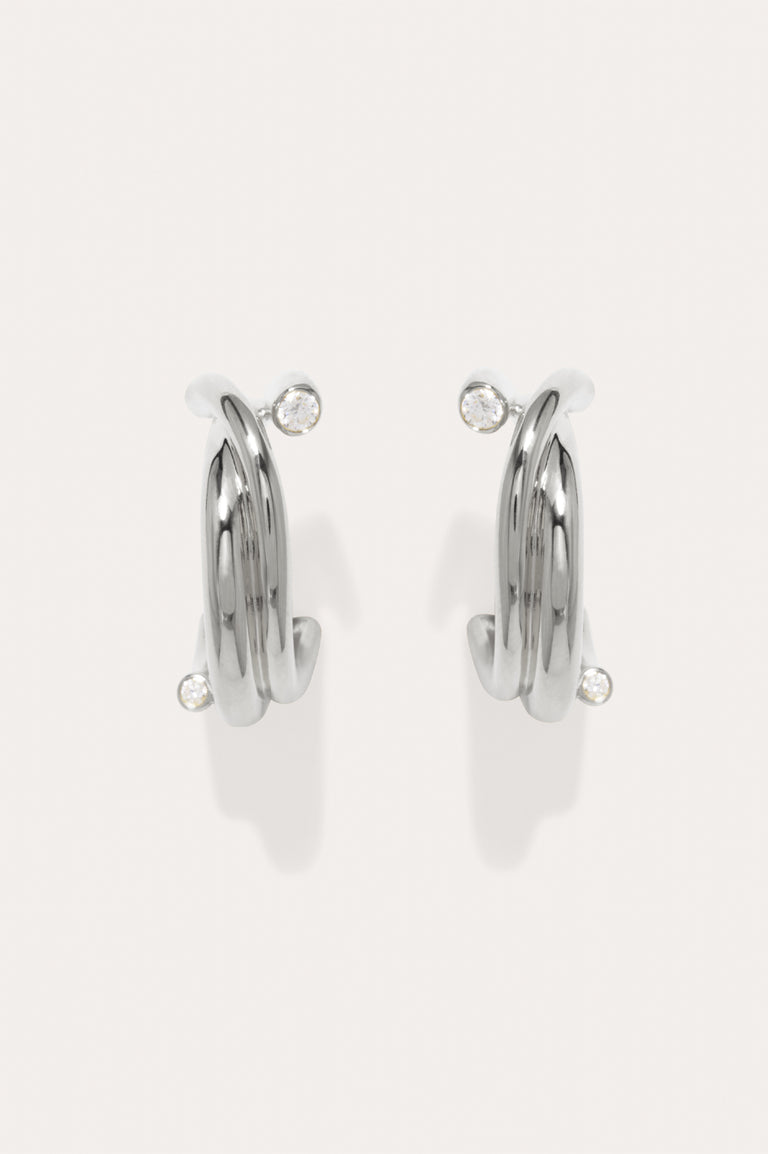 R2201 - Zirconia and Recycled Silver Earrings