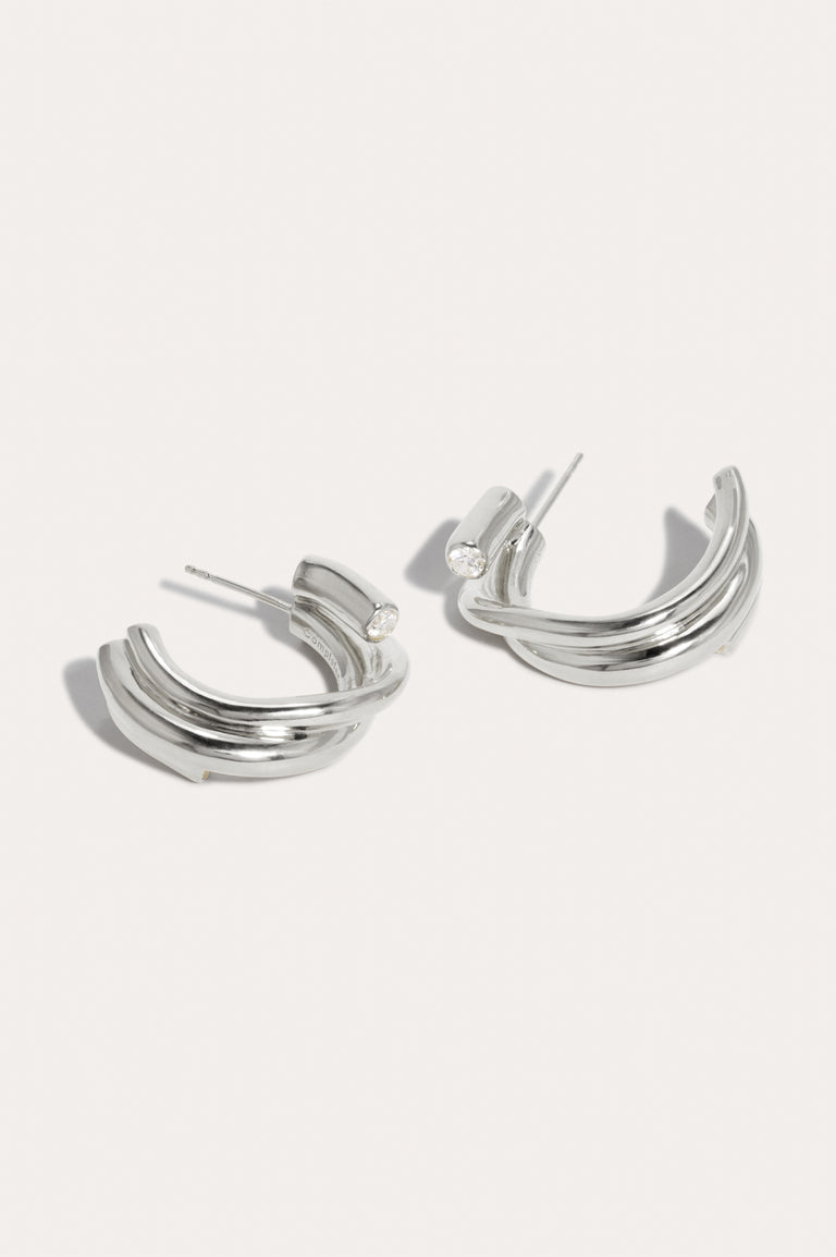 R2201 - Zirconia and Recycled Silver Earrings