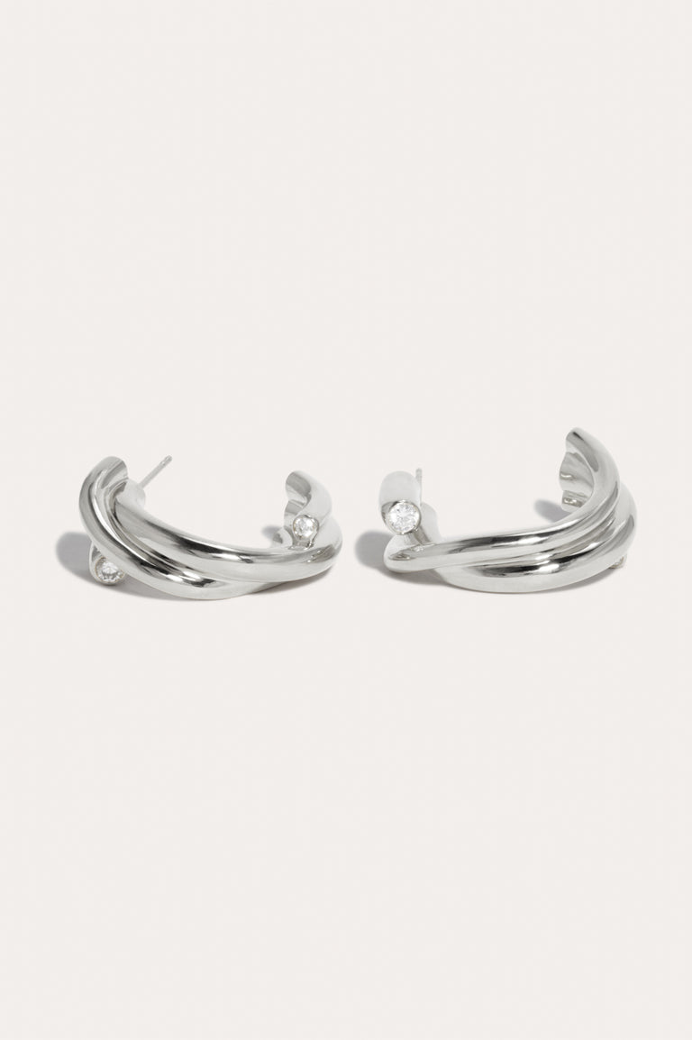 R2201 - Zirconia and Recycled Silver Earrings