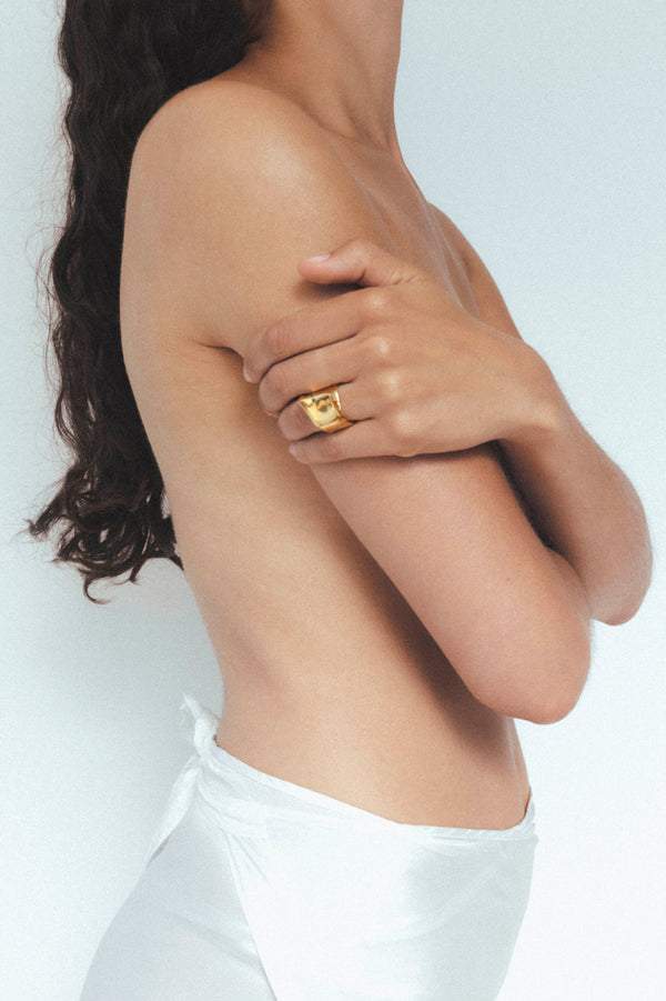 Enveloppe détrempée - Bague plaquée or