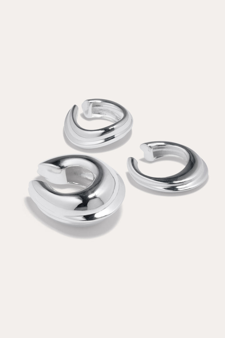 Est-ce captivant ? - Lot de 3 boucles d'oreilles manchette plaquées argent