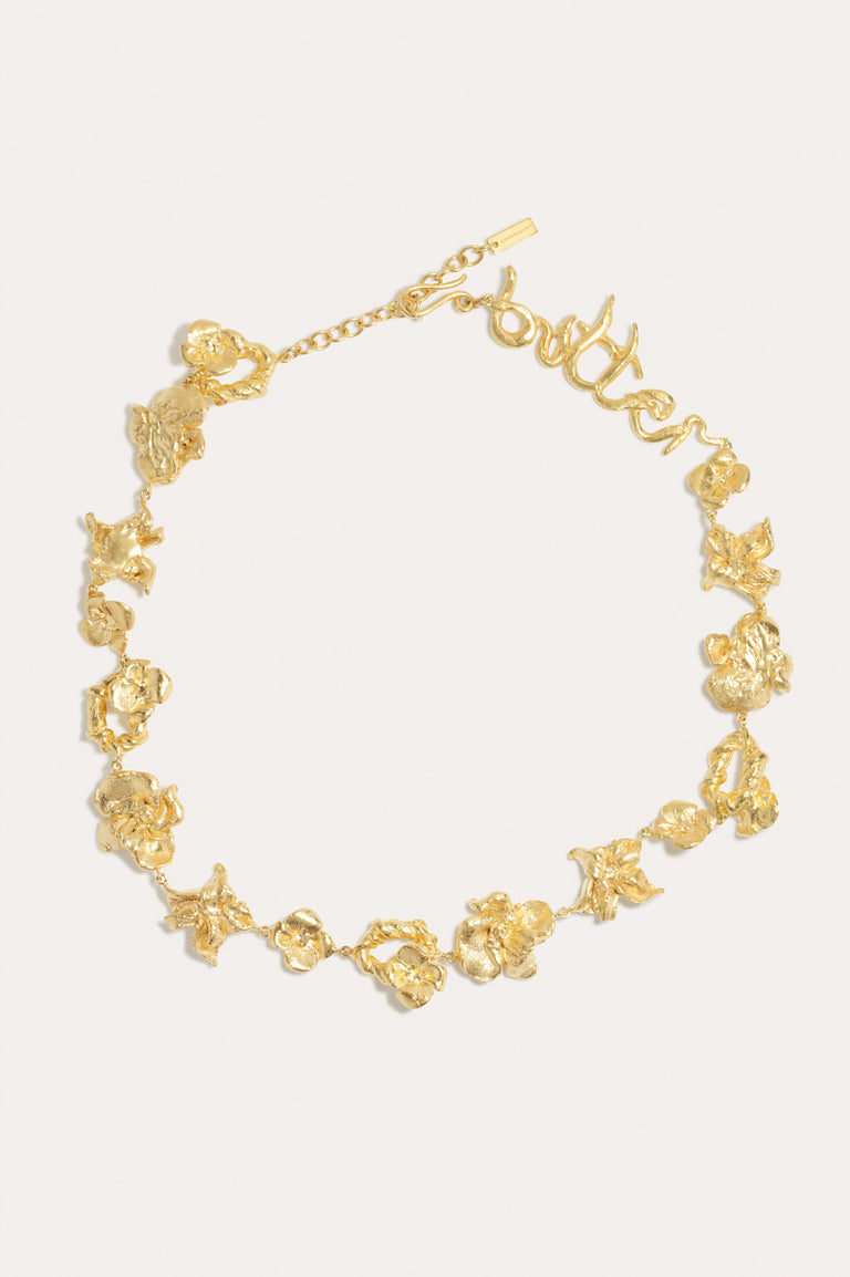 Time Passes Into Tributaries - Gold Plated Necklace