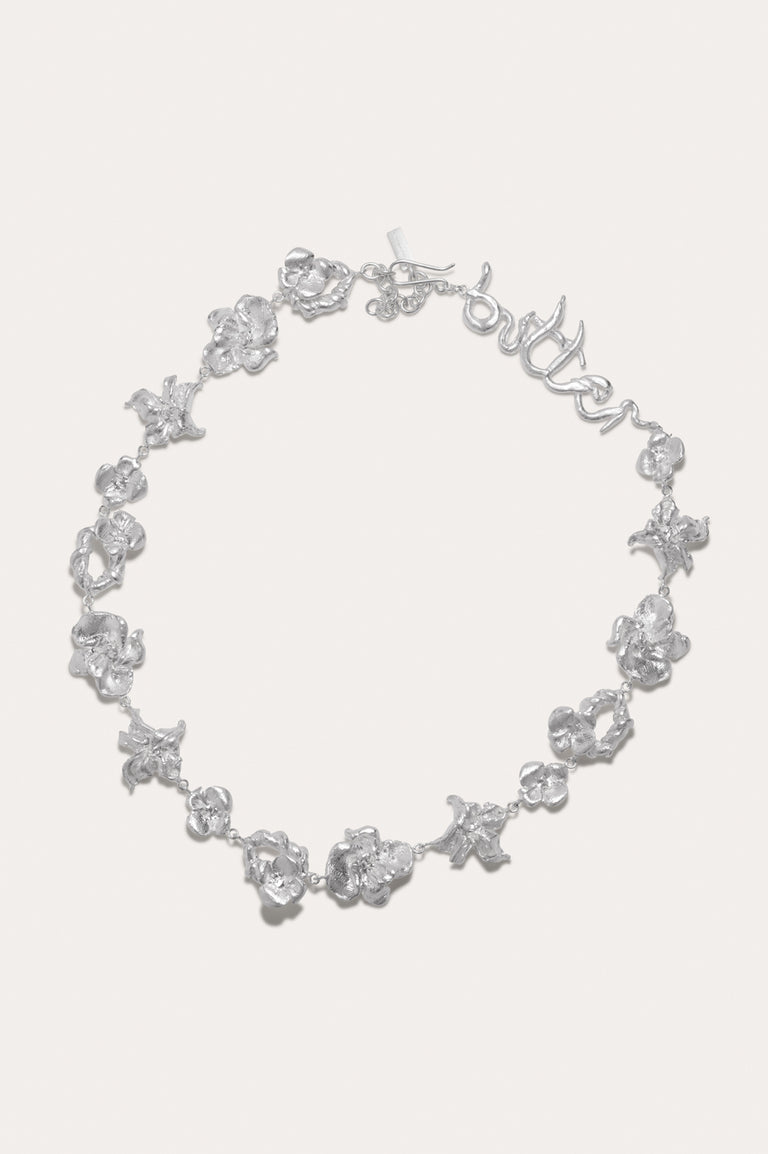 Time Passes Into Tributaries - Silver Plated Necklace