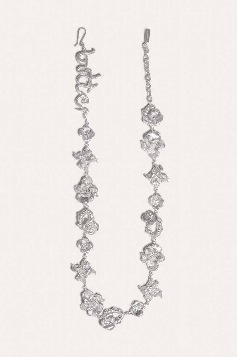 Time Passes Into Tributaries - Silver Plated Necklace