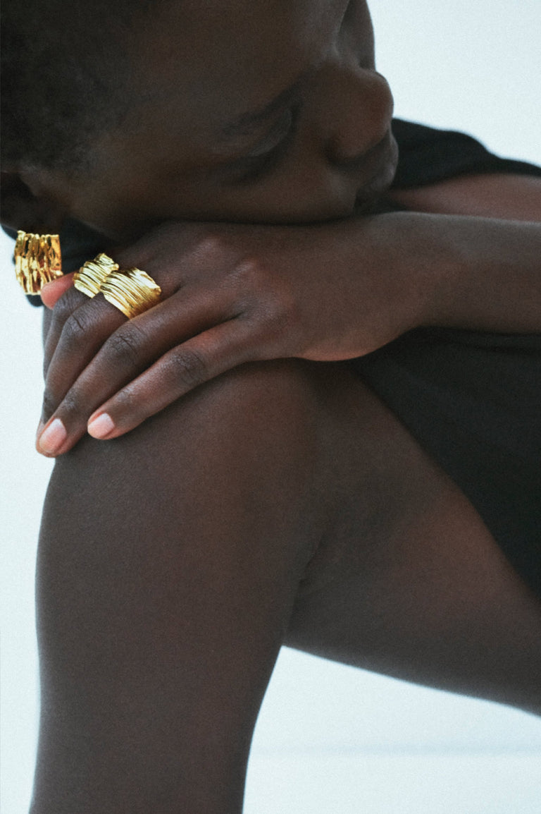 Pleat - Gold Plated Earrings