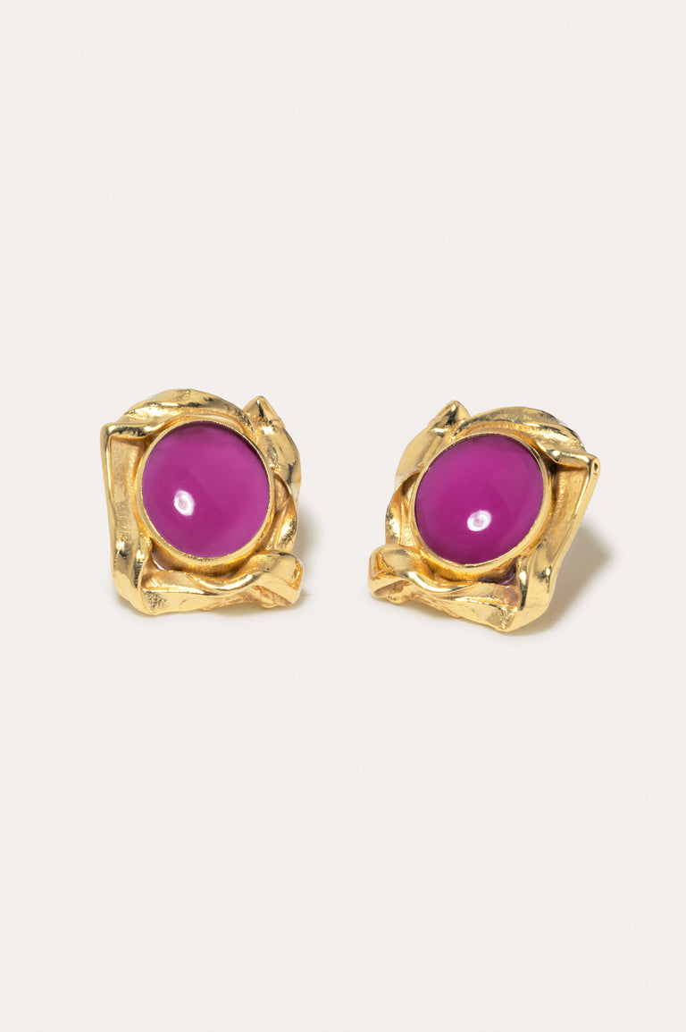 R2260 - Boucles d'oreilles en résine rose et plaqué or