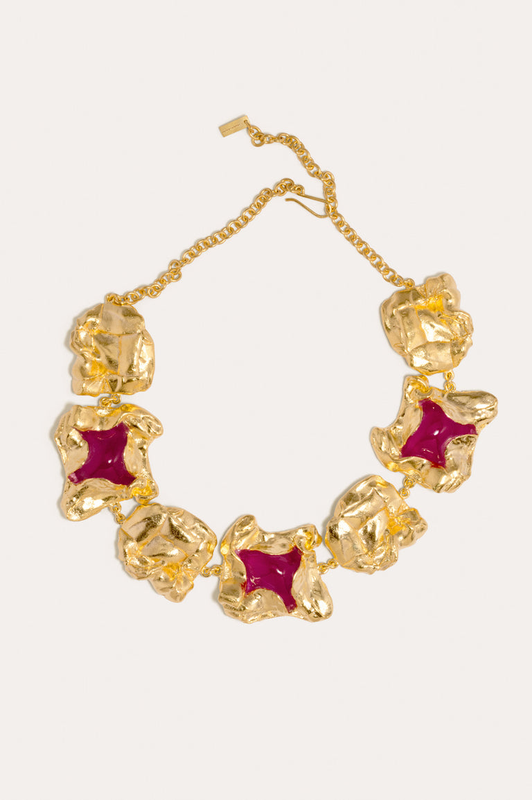 Galileo - Pink Resin and Gold Plated Necklace