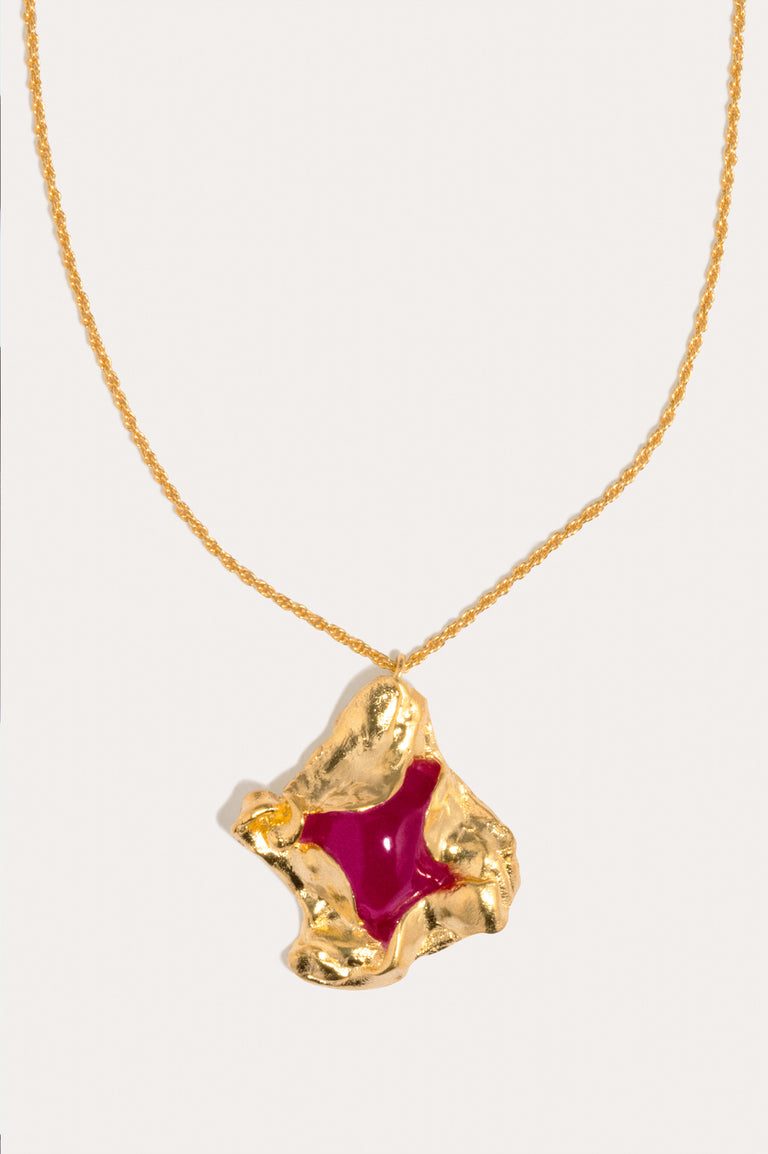 R2262 - Pink Resin and Gold Plated Pendant