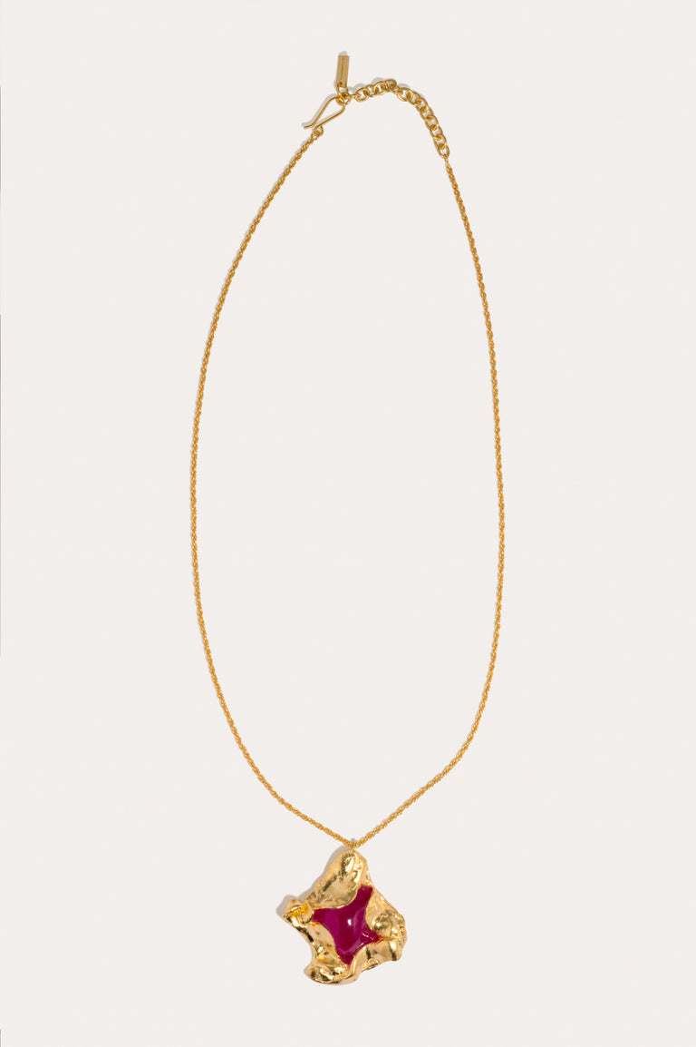 R2262 - Pink Resin and Gold Plated Pendant